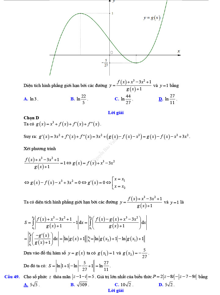 Đáp án đề thi thử THPT Quốc gia 2022 môn Toán Đề số 6