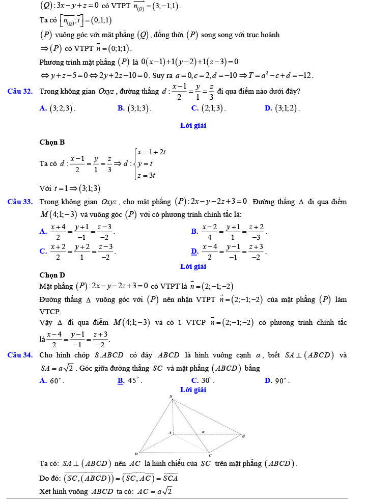 Đáp án đề thi thử THPT Quốc gia 2022 môn Toán Đề số 6