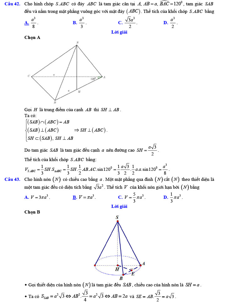 Đáp án đề thi thử THPT Quốc gia 2022 môn Toán Đề số 7