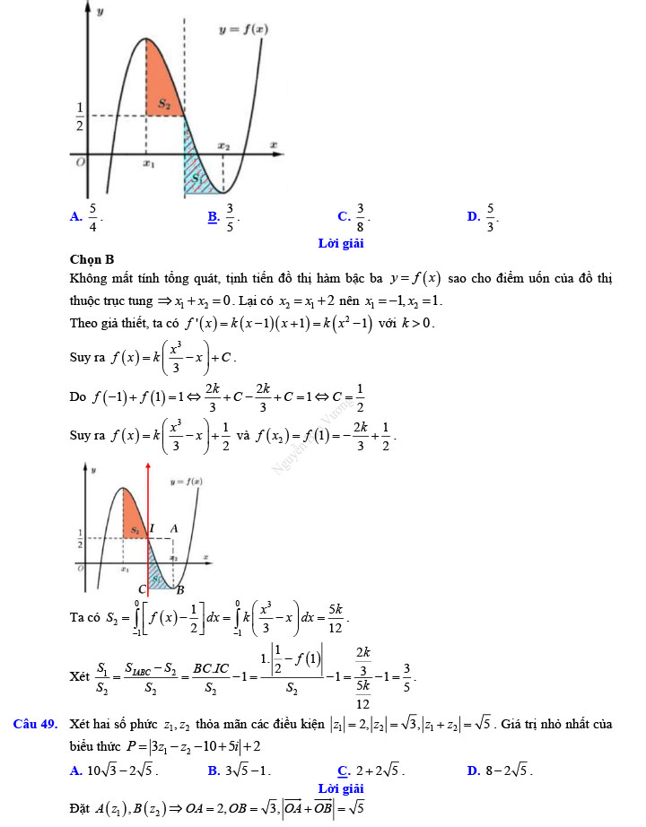 Đáp án đề thi thử THPT Quốc gia 2022 môn Toán Đề số 7