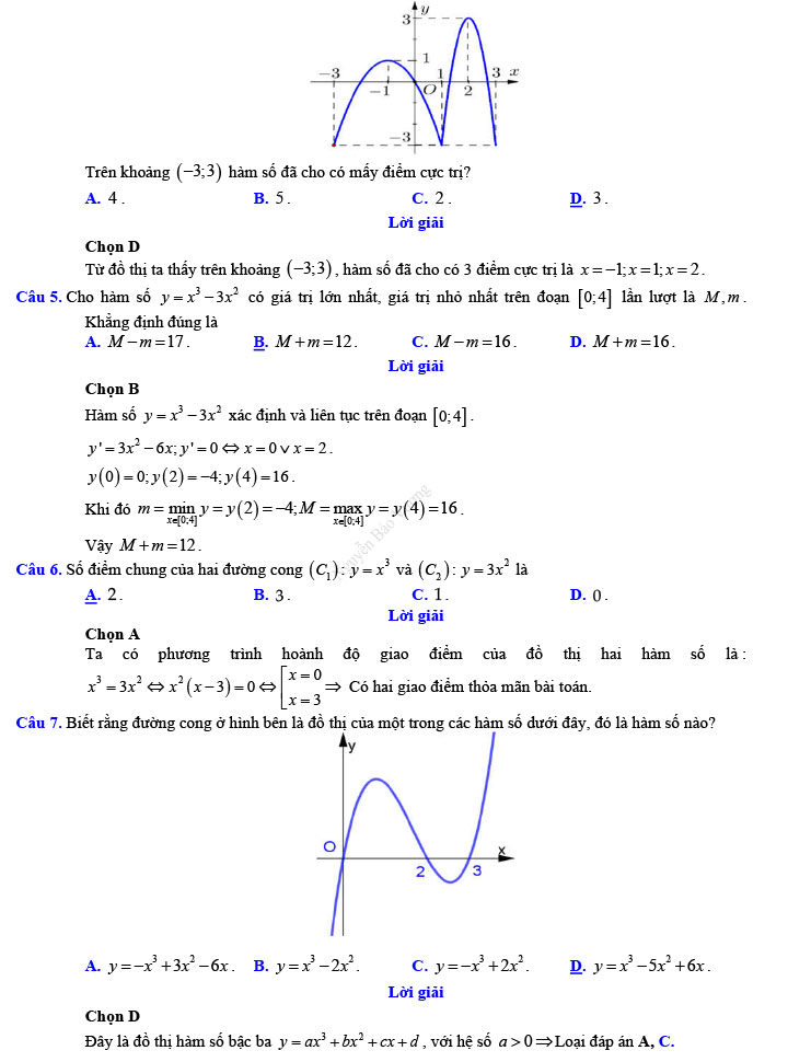 Đáp án đề thi thử THPT Quốc gia 2022 môn Toán Đề số 7