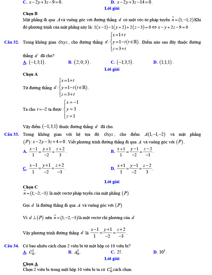 Đáp án đề thi thử THPT Quốc gia 2022 môn Toán Đề số 7