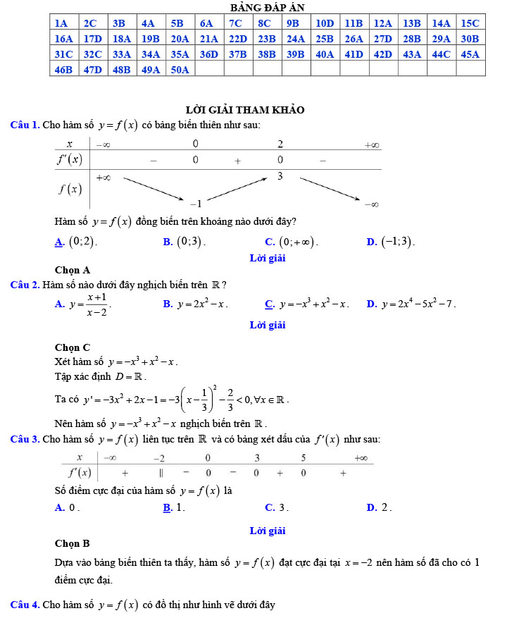 Đáp án đề thi thử THPT Quốc gia 2022 môn Toán Đề số 8