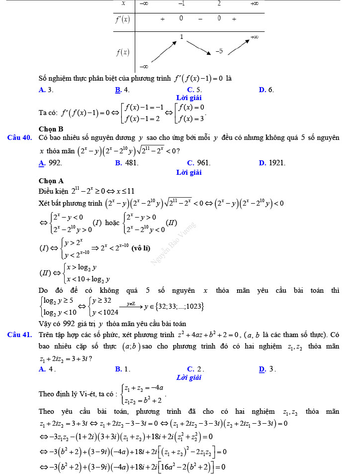 Đáp án đề thi thử THPT Quốc gia 2022 môn Toán Đề số 8