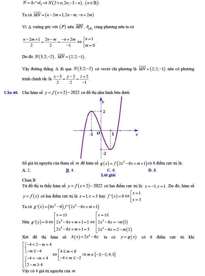Đáp án đề thi thử THPT Quốc gia 2022 môn Toán Đề số 8