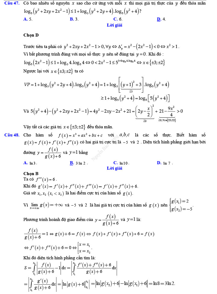 Đáp án đề thi thử THPT Quốc gia 2022 môn Toán Đề số 8