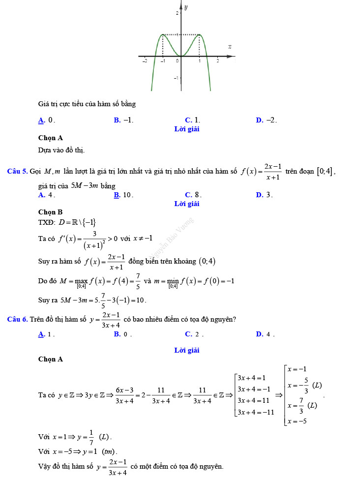 Đáp án đề thi thử THPT Quốc gia 2022 môn Toán Đề số 8