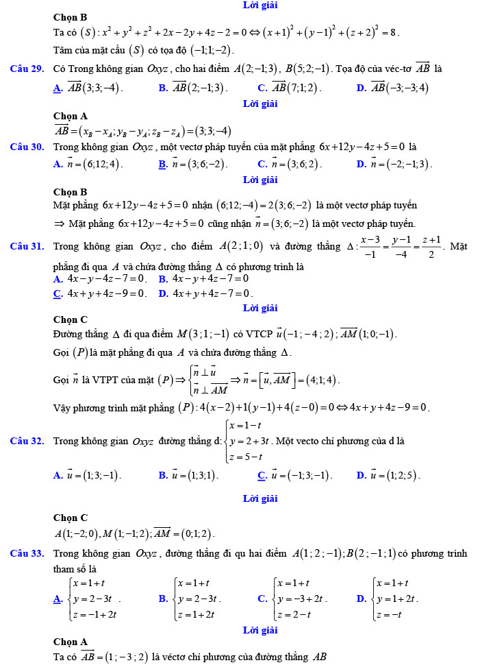 Đáp án đề thi thử THPT Quốc gia 2022 môn Toán Đề số 8