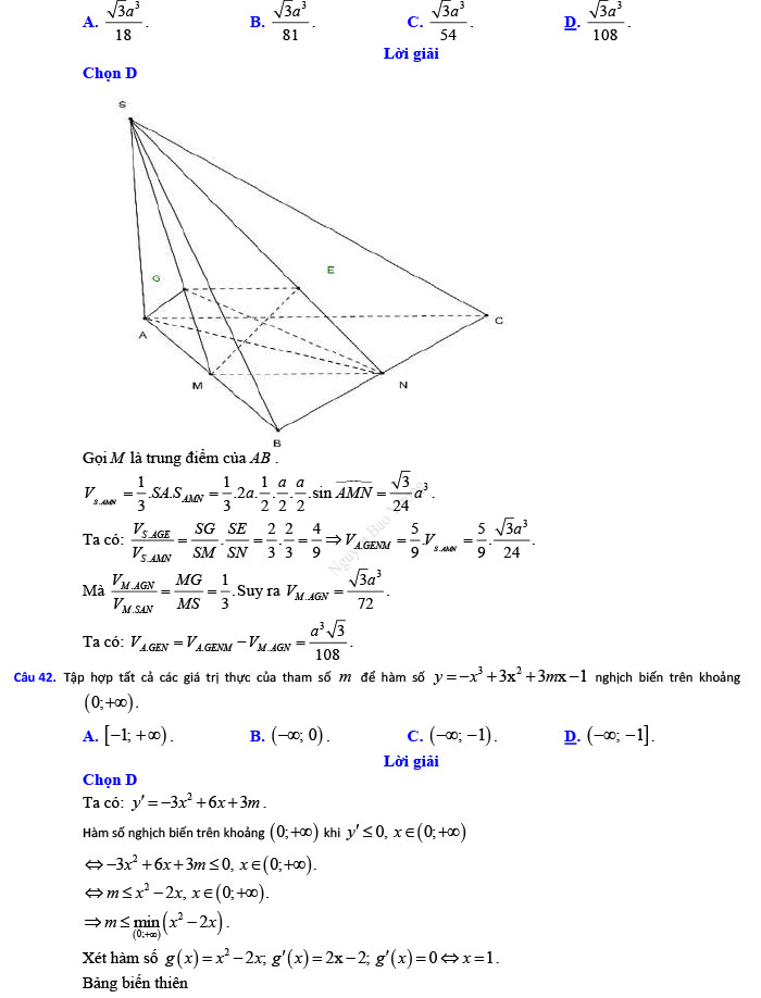 Đáp án đề thi thử THPT Quốc gia 2022 môn Toán Đề số 9