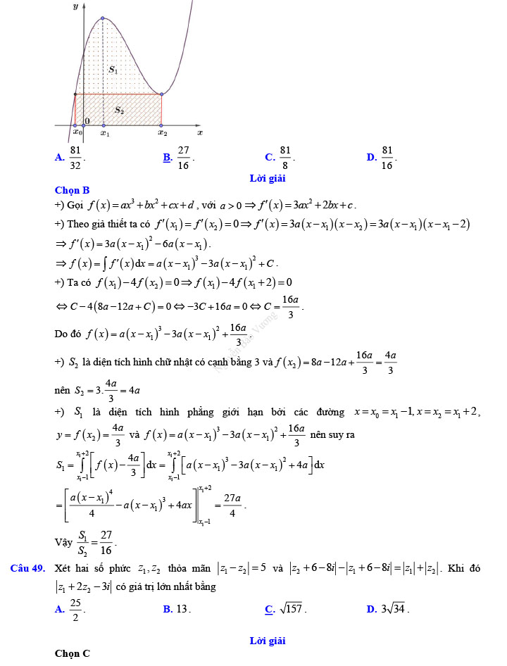 Đáp án đề thi thử THPT Quốc gia 2022 môn Toán Đề số 9