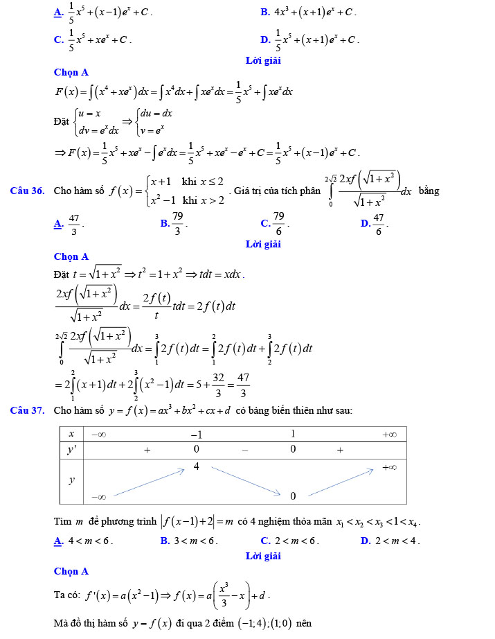 Đáp án đề thi thử THPT Quốc gia 2022 môn Toán Đề số 9
