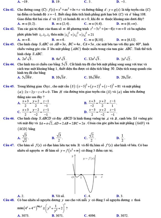 Đề thi thử THPT Quốc gia 2022 môn Toán Đề số 11