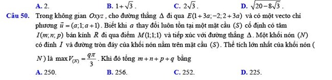 Đề thi thử THPT Quốc gia 2022 môn Toán Đề số 12