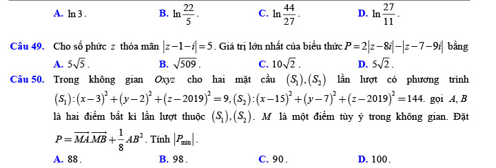 Đề thi thử THPT Quốc gia 2022 môn Toán Đề số 6