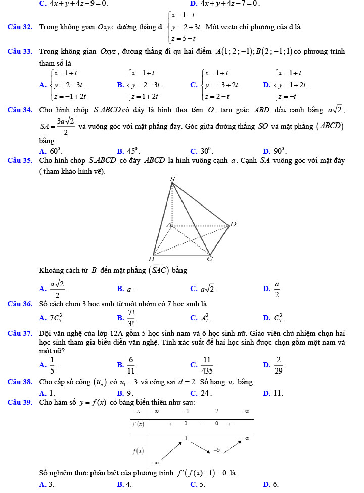 Đề thi thử THPT Quốc gia 2022 môn Toán Đề số 8