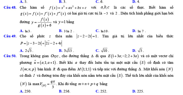 Đề thi thử THPT Quốc gia 2022 môn Toán Đề số 8
