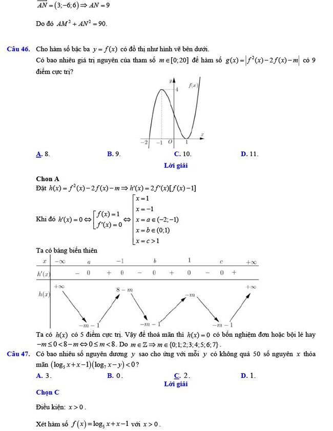 Đáp án đề thi thử THPT Quốc gia 2022 môn Toán Đề số 17