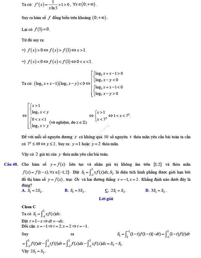 Đáp án đề thi thử THPT Quốc gia 2022 môn Toán Đề số 17