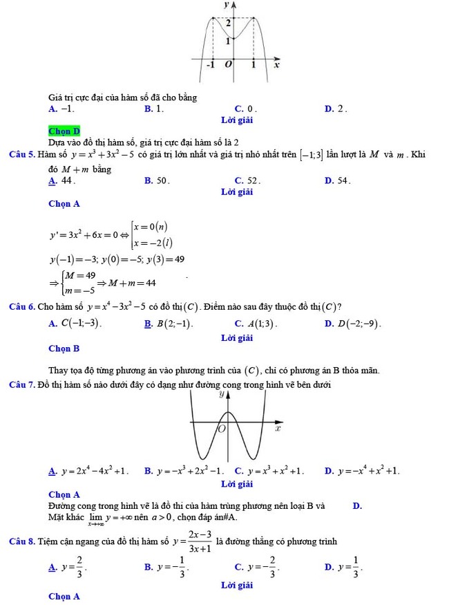Đáp án đề thi thử THPT Quốc gia 2022 môn Toán Đề số 17