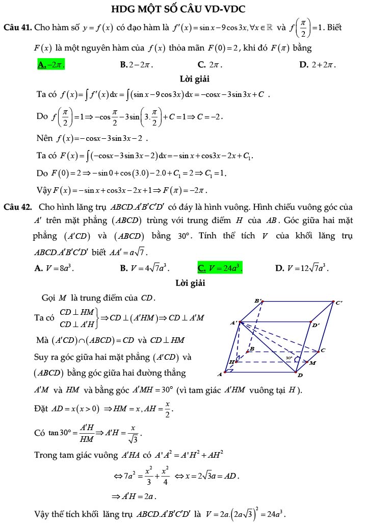 Đáp án đề thi thử THPT Quốc gia 2022 môn Toán Liên Trường - Hà Tĩnh