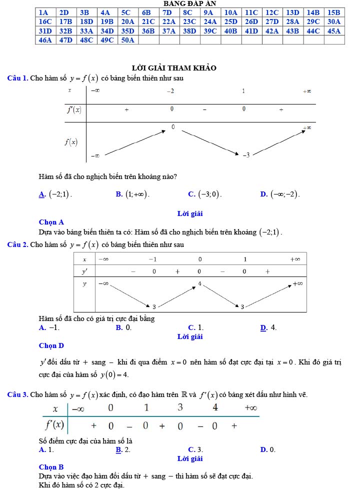 Đáp án đề thi thử THPT Quốc gia 2022 môn Toán Đề số 13