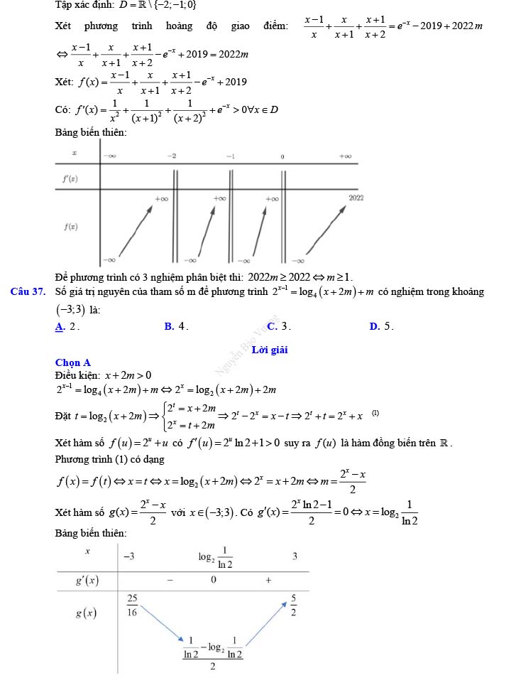 Đáp án đề thi thử THPT Quốc gia 2022 môn Toán Đề số 13