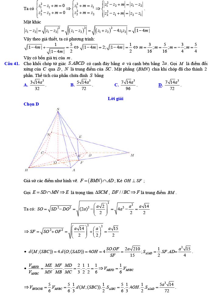 Đáp án đề thi thử THPT Quốc gia 2022 môn Toán Đề số 13