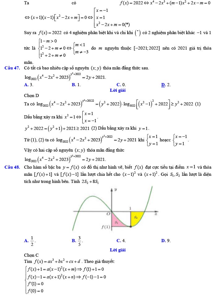 Đáp án đề thi thử THPT Quốc gia 2022 môn Toán Đề số 13