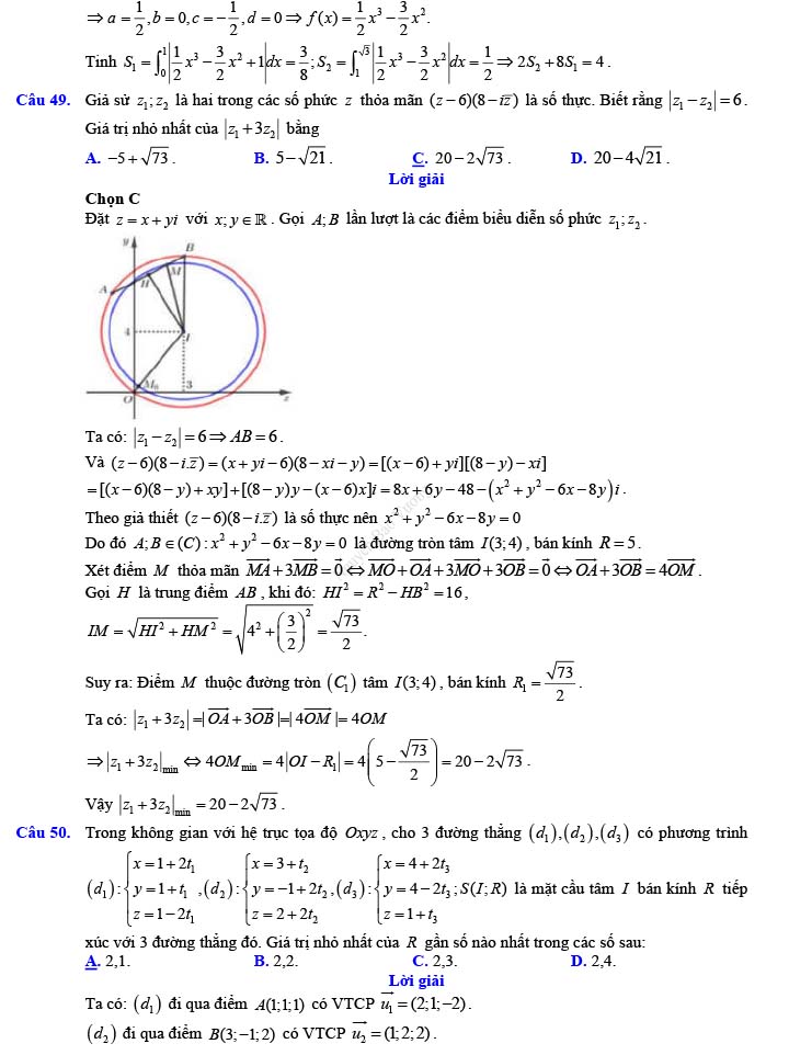 Đáp án đề thi thử THPT Quốc gia 2022 môn Toán Đề số 13