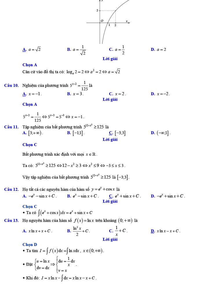 Đáp án đề thi thử THPT Quốc gia 2022 môn Toán Đề số 13