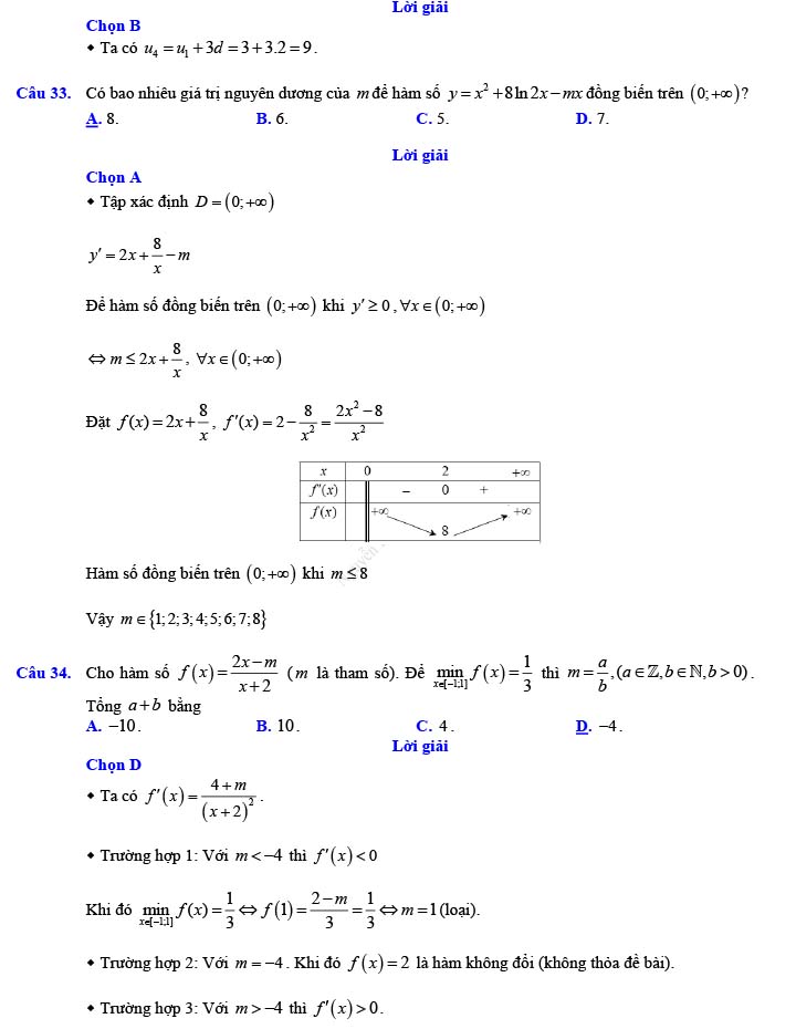 Đáp án đề thi thử THPT Quốc gia 2022 môn Toán Đề số 13