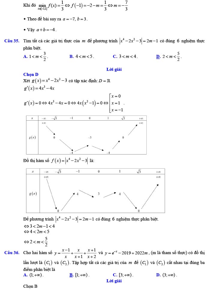 Đáp án đề thi thử THPT Quốc gia 2022 môn Toán Đề số 13