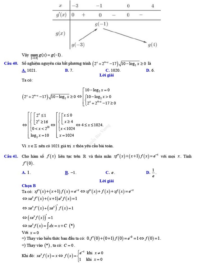 Đáp án đề thi thử THPT Quốc gia 2022 môn Toán Đề số 14