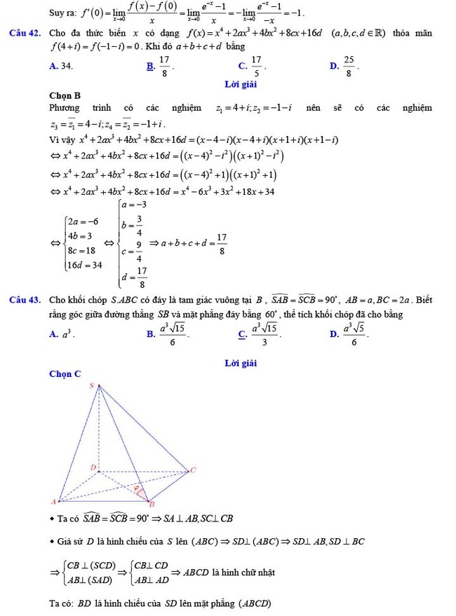 Đáp án đề thi thử THPT Quốc gia 2022 môn Toán Đề số 14