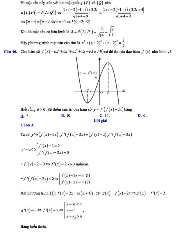 Đáp án đề thi thử THPT Quốc gia 2022 môn Toán Đề số 14