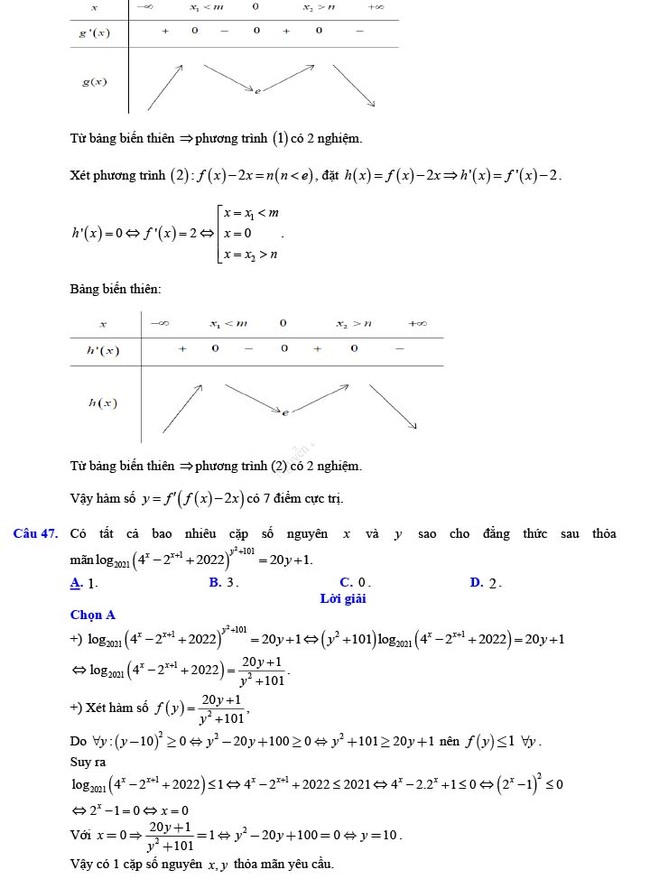 Đáp án đề thi thử THPT Quốc gia 2022 môn Toán Đề số 14