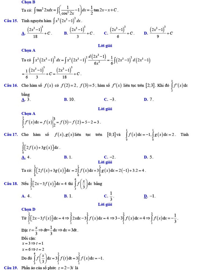 Đáp án đề thi thử THPT Quốc gia 2022 môn Toán Đề số 14