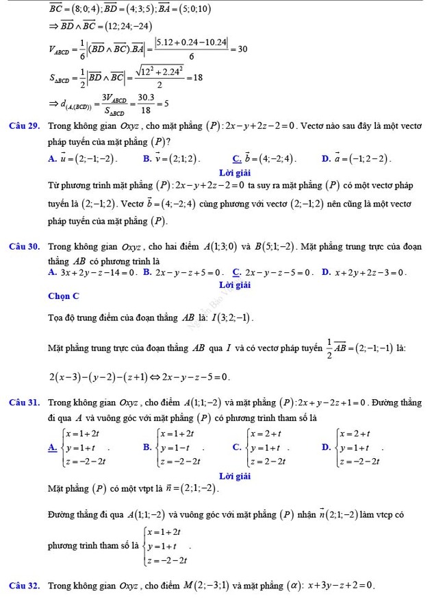 Đáp án đề thi thử THPT Quốc gia 2022 môn Toán Đề số 14
