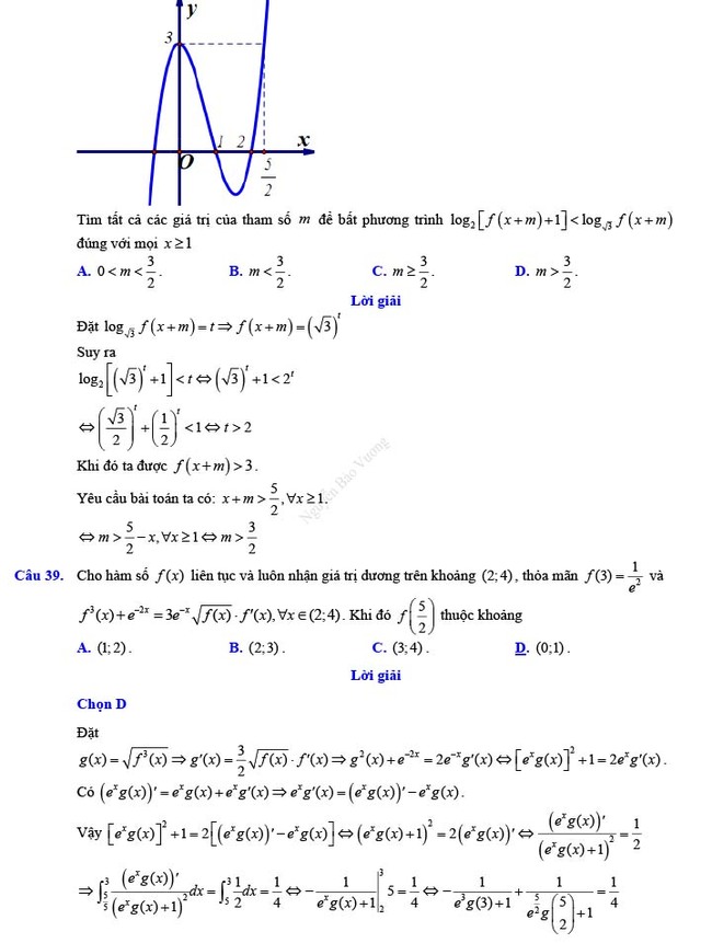 Đáp án đề thi thử THPT Quốc gia 2022 môn Toán Đề số 15