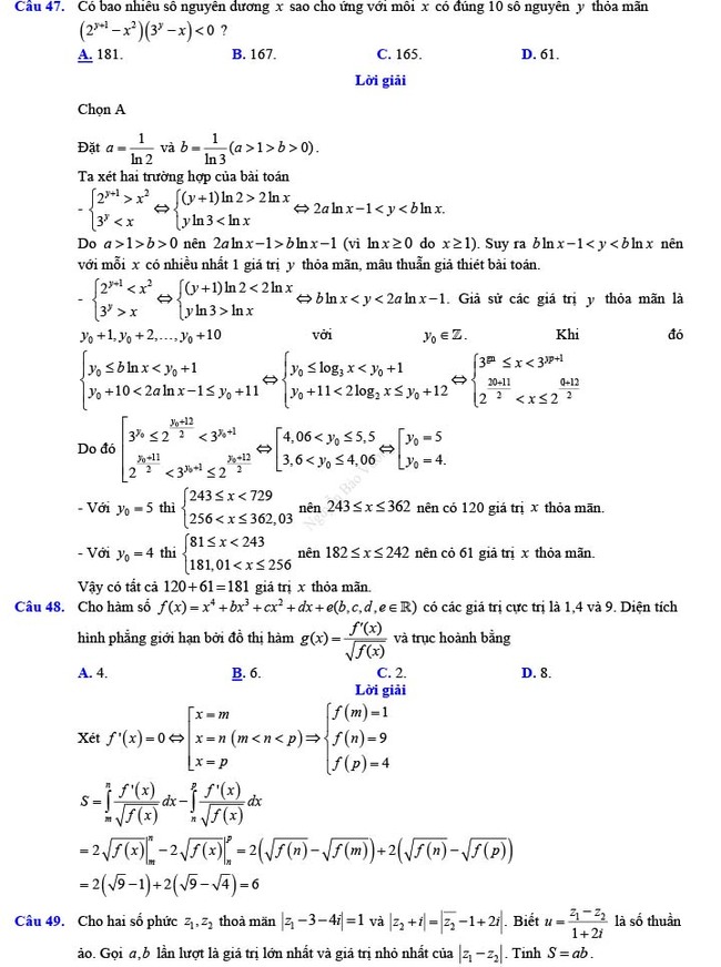 Đáp án đề thi thử THPT Quốc gia 2022 môn Toán Đề số 15