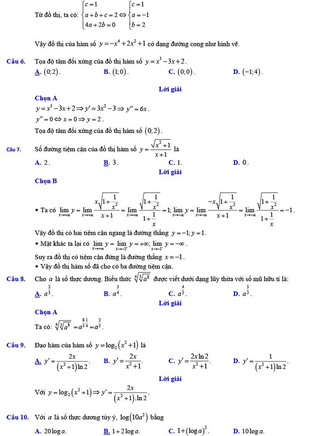 Đáp án đề thi thử THPT Quốc gia 2022 môn Toán Đề số 15