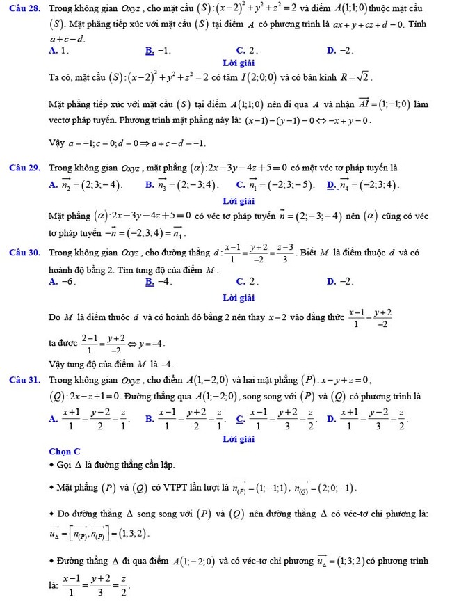 Đáp án đề thi thử THPT Quốc gia 2022 môn Toán Đề số 15