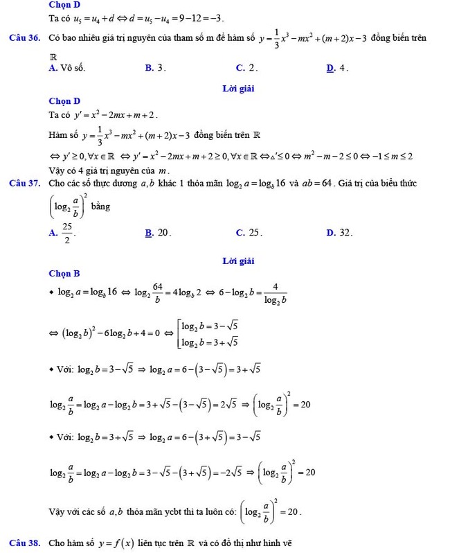 Đáp án đề thi thử THPT Quốc gia 2022 môn Toán Đề số 15