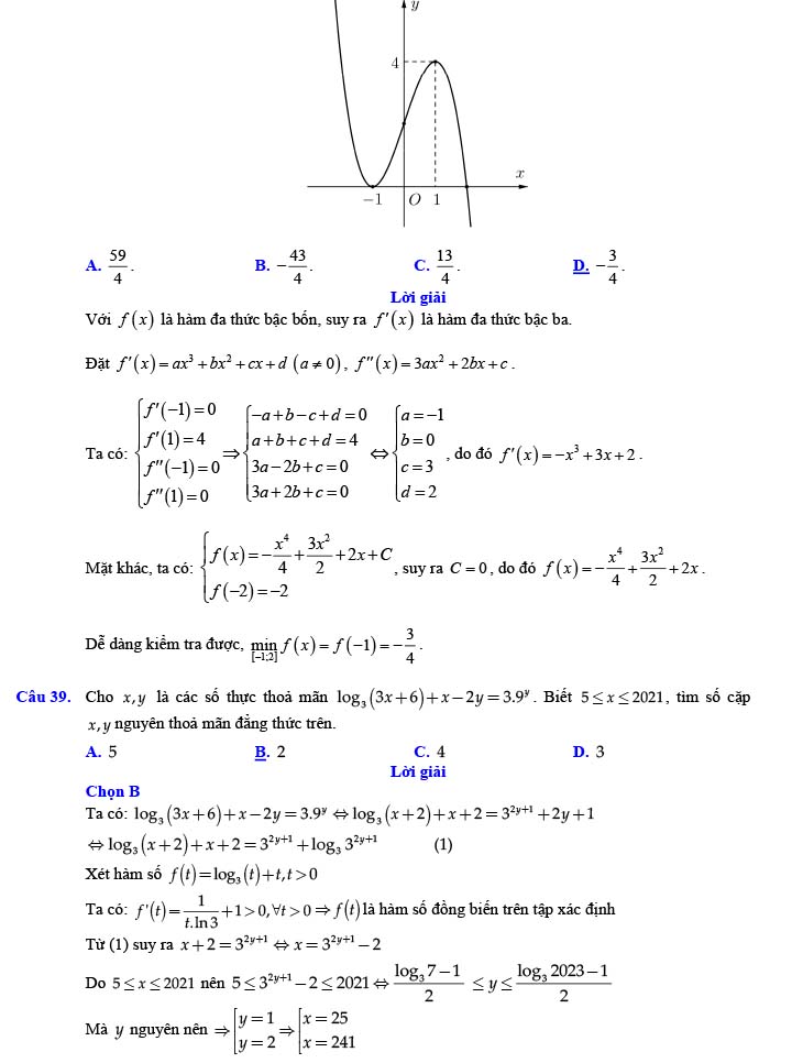 Đáp án đề thi thử THPT Quốc gia 2022 môn Toán Đề số 16