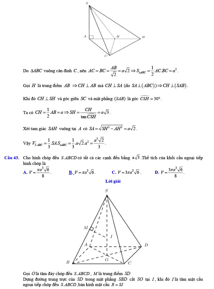 Đáp án đề thi thử THPT Quốc gia 2022 môn Toán Đề số 16
