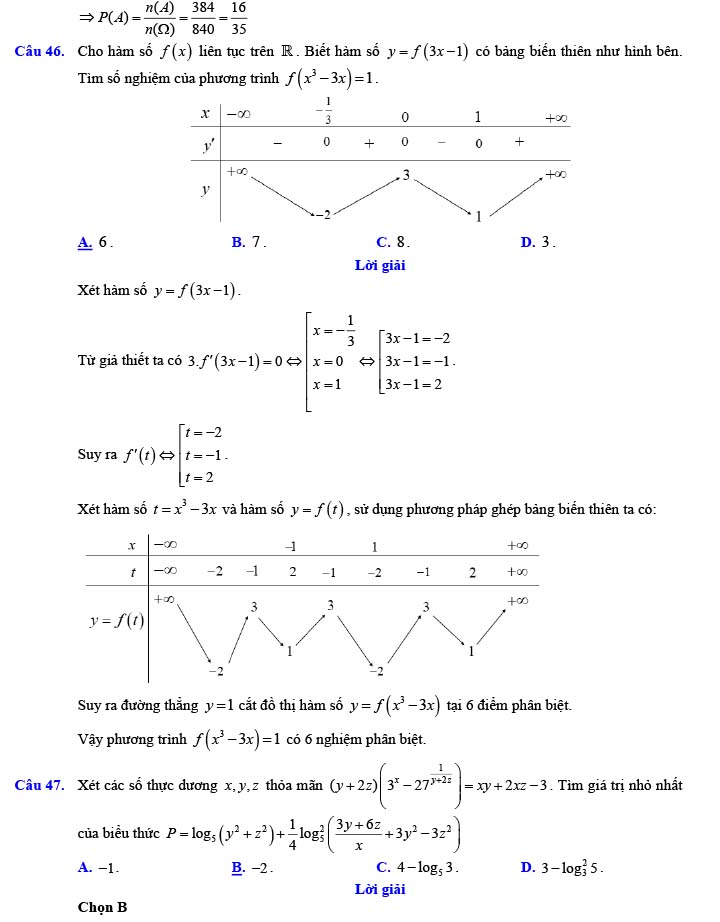 Đáp án đề thi thử THPT Quốc gia 2022 môn Toán Đề số 16