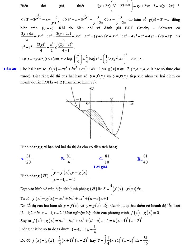 Đáp án đề thi thử THPT Quốc gia 2022 môn Toán Đề số 16