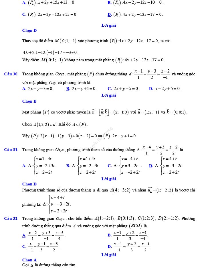 Đáp án đề thi thử THPT Quốc gia 2022 môn Toán Đề số 16