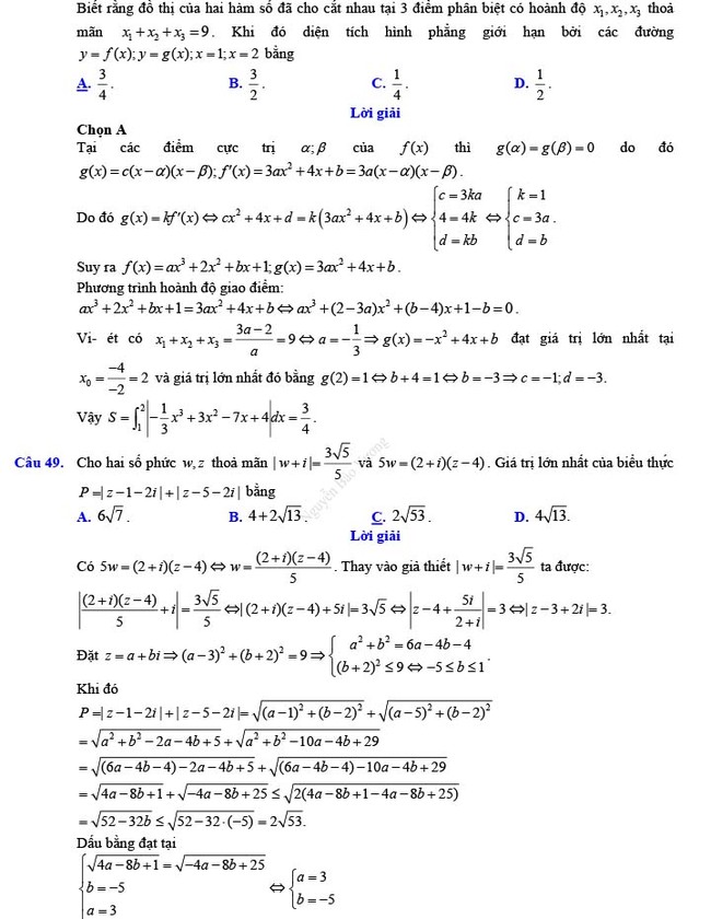 Đáp án đề thi thử THPT Quốc gia 2022 môn Toán Đề số 18