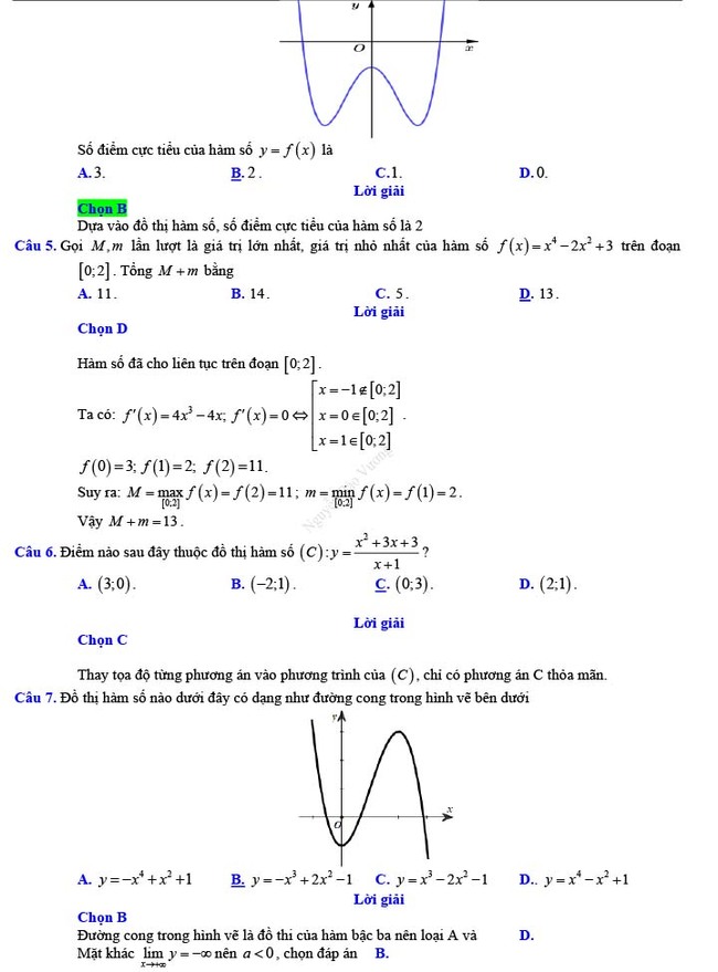 Đáp án đề thi thử THPT Quốc gia 2022 môn Toán Đề số 18